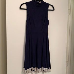 Navy blue, faux suede dress.